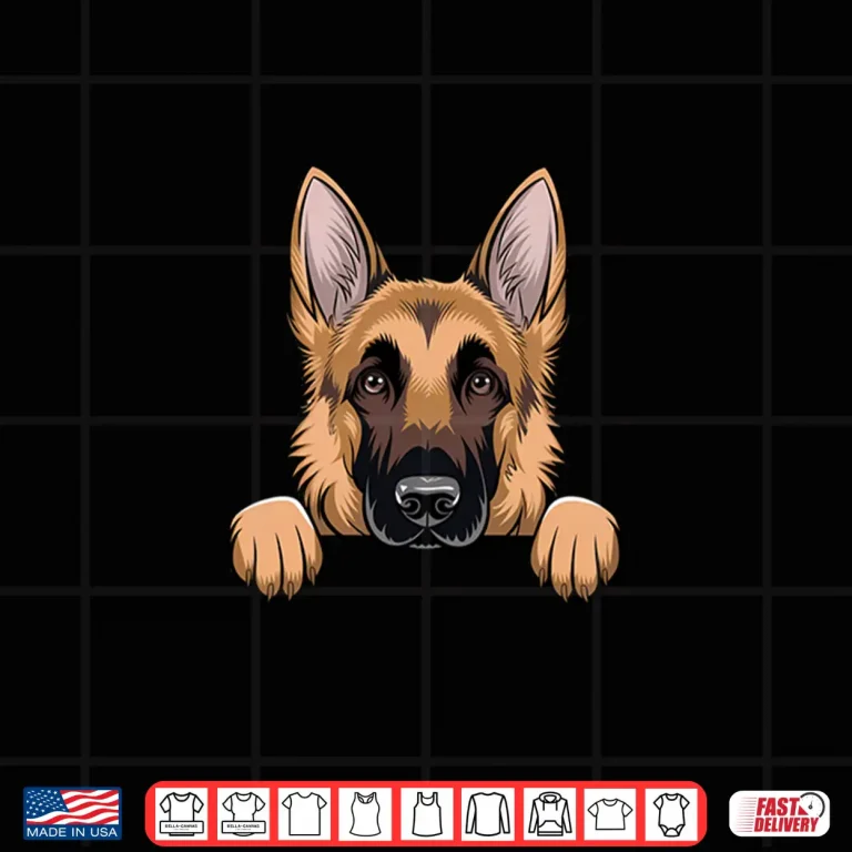 Design Cute German Shepherd Dog Peeking Puppy Funny GSD Lover Shirt