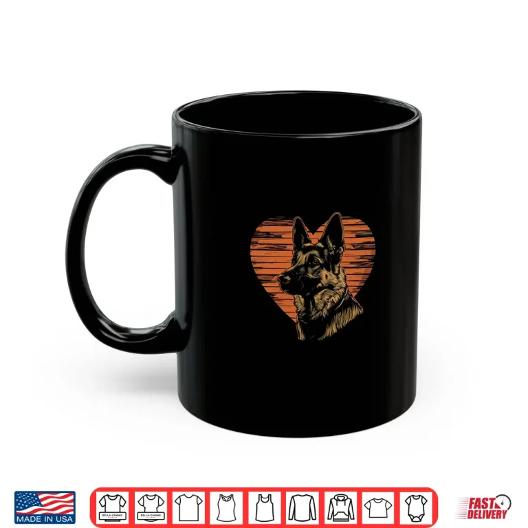 Mug German Shepherd Dog Heart Vintage Love Retro Shirt