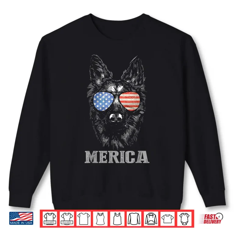 Sweatshirt German Shepherd Patriotic Dog Merica Fourth Of July USA Flag Shirt