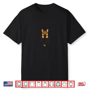 German Shepherd Peeking In Pocket Animal Dog Pet Lover Shirt