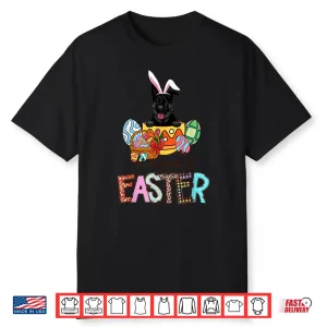 Happy Easter Peeking Black German Shepherd Bunny Ear Dog Shirt