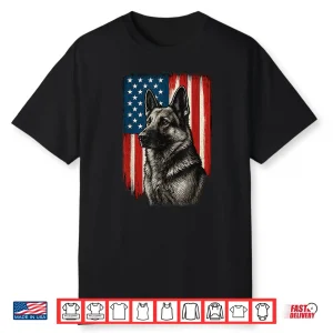 Patriotic German Shepherd American Flag Dog Shirt
