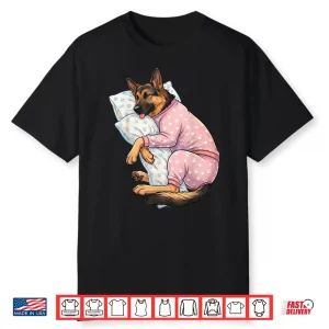 Cute German Shepherd Dog Sleeping In Pajamas Bedtime Art Shirt