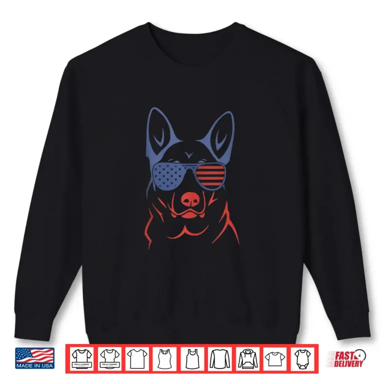 Sweatshirt German Shepherd Patriotic American Flag Dog Gift Shirt