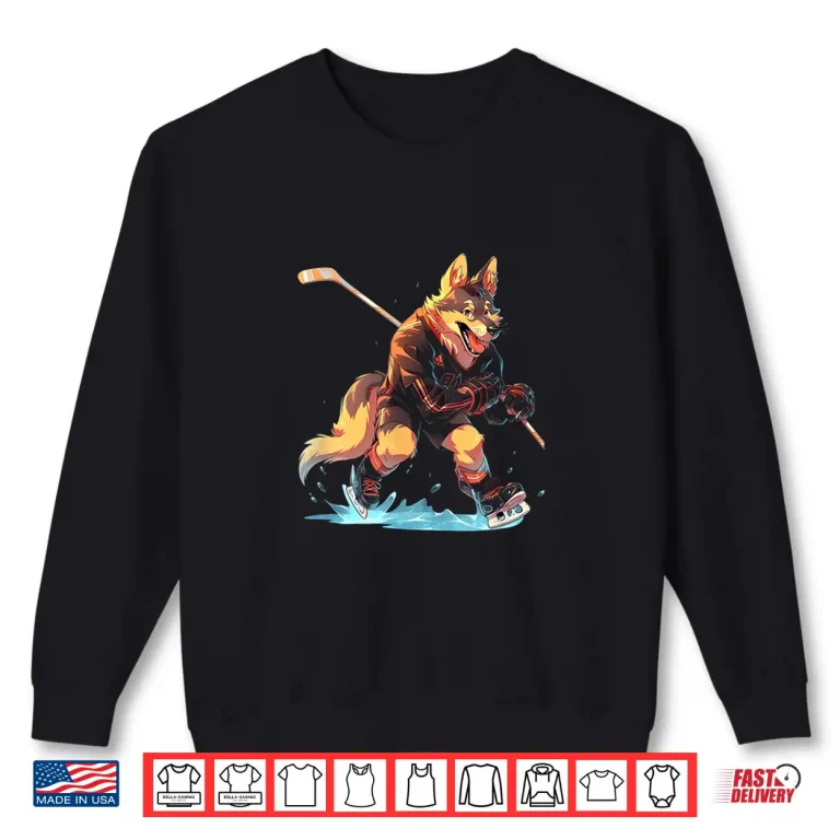 Sweatshirt Hockey German Shepherd Ice Hockey Player Hockey Stick Goalie Shirt