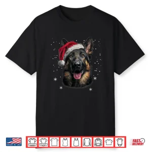German Shepherd Christmas Funny Santa Hat Dog Xmas Shirt