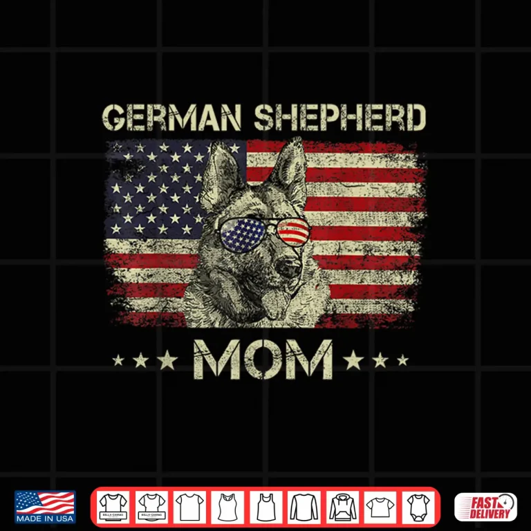 Design German Shepherd Mom Dog Lovers American Flag 4th Of July Shirt