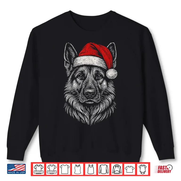 Sweatshirt German Shepherd Santa Hat Christmas Xmas Dog Mom Shirt