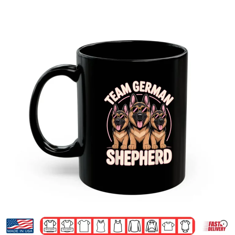 Mug German Shepherd Team Cute Cartoon for Dog Owner Pet Alsatian Shirt