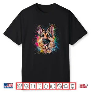 Men Woman Colorful Watercolor German Shepherd Shirt