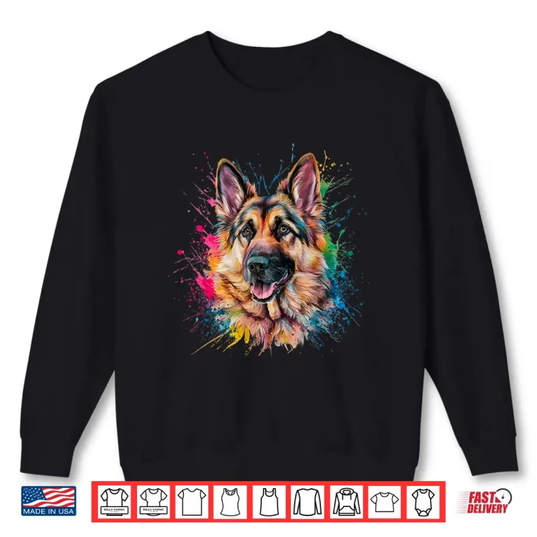 Sweatshirt Mens Colourful Watercolour German Shepherd Dog Shirt