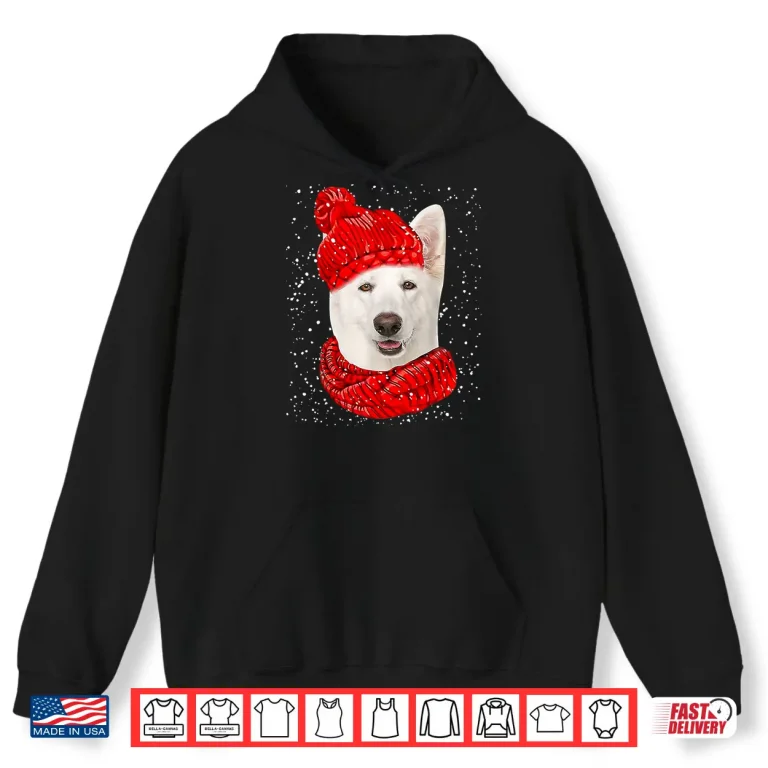 Hoodie White German Shepherd Dog Scarf Christmas Sweater Xmas Pet Shirt