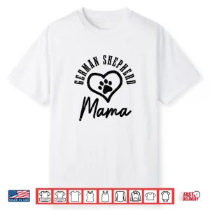 Womens German Shepherd Mama Heart Dog Paw German Shepherd Mom Shirt