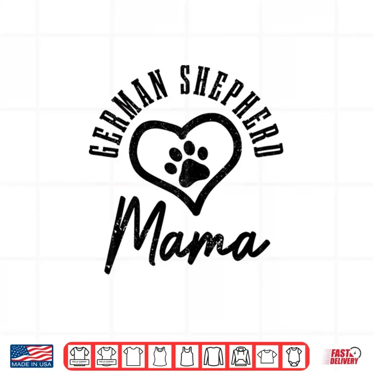 Design Womens German Shepherd Mama Heart Dog Paw German Shepherd Mom Shirt