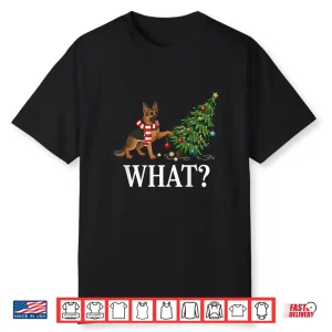 Funny German Shepherd Pushing Christmas Tree Over Dog What  Shirt