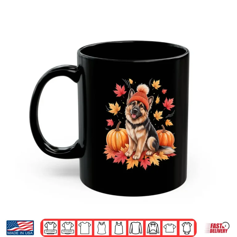 Mug Funny German Shepherd Fall Scarf Autumn Leaves Dog Lovers Shirt