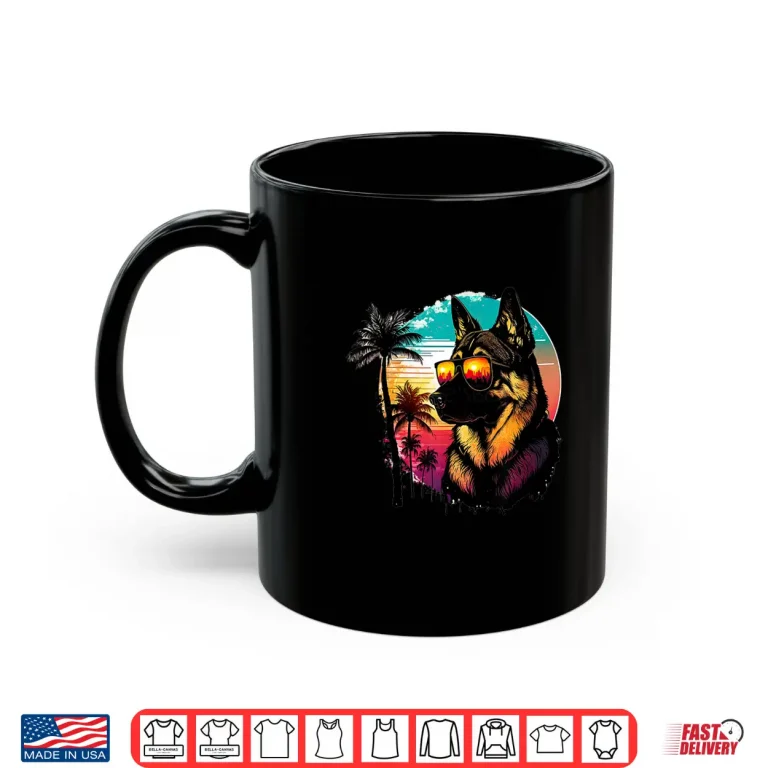 Mug Funny German shepherd Dog Sunglasses Sunset vintage Shirt