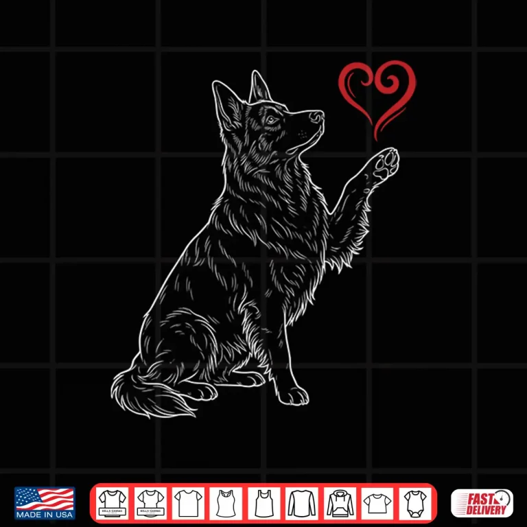 Design German Shepherd Lover Dog Art Holding Heart Valentines Shirt