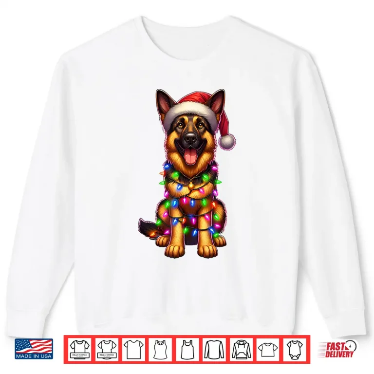 Sweatshirt German Shepherd Christmas Tree Lights Xmas Pajama Dog Lover Shirt