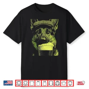 German Shepherd With Beer Drinking Humor St Patricks Day Dog Shirt