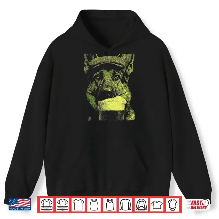 Hoodie German Shepherd With Beer Drinking Humor St Patricks Day Dog Shirt
