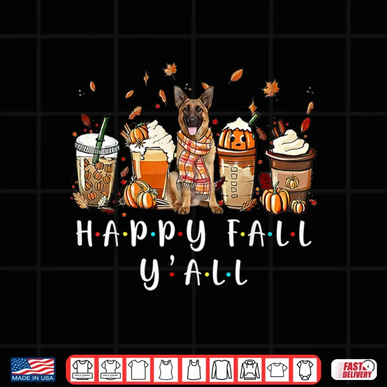 Design Happy Fall Yall German Shepherd Dog Coffee Pumpkin Fall Shirt