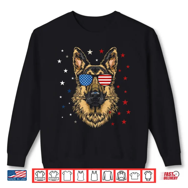 Sweatshirt Patriotic American German Shepherd USA Flag Dog Fourth Of July Shirt