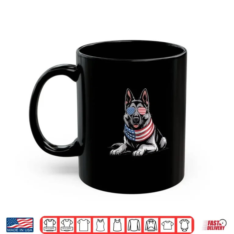 Mug Patriotic German Shepherd Dog American Flag Fourth Of July Shirt