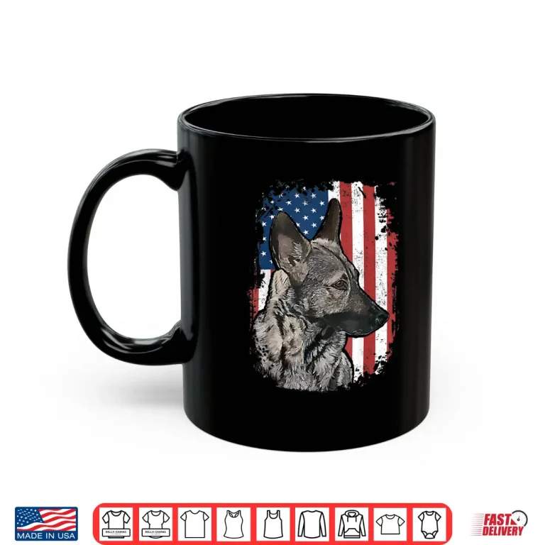 Mug Sable German Shepherd American Flag Patriotic Dog Shirt