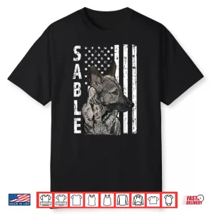 Sable German Shepherd Dog American Flag Patriotic Shirt