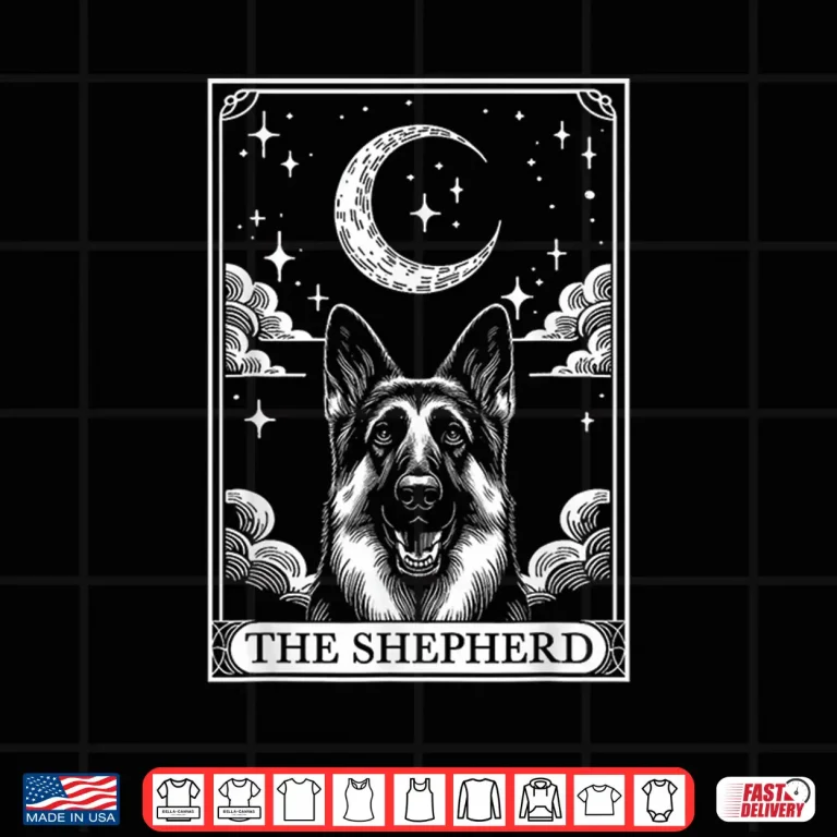 Design Tarot Card Vintage Crescent Moon German Shepherd Dog Mom Shirt