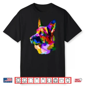 Colorful Shepherd Police German Shepherd Dog Portrait Shirt