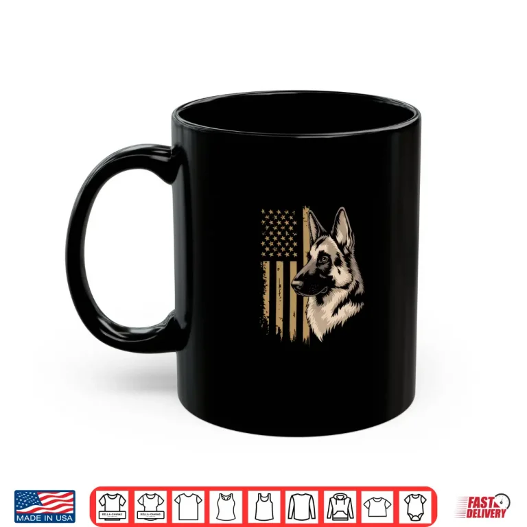 Mug American Flag German Shepherd Tshirt Dog Lover Patriotic USA Shirt