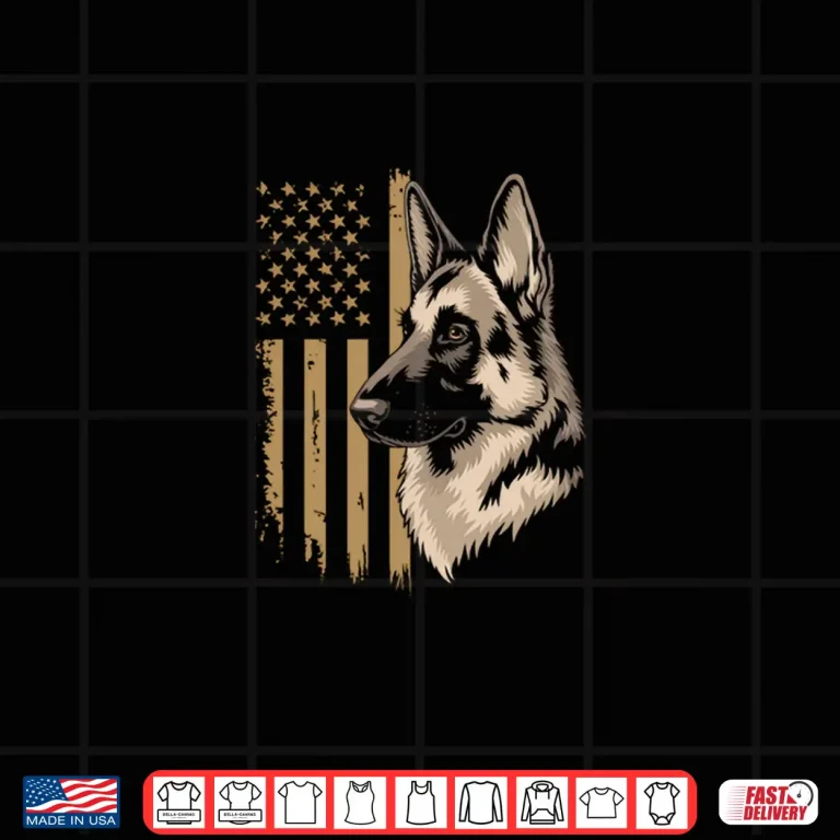 Design American Flag German Shepherd Tshirt Dog Lover Patriotic USA Shirt