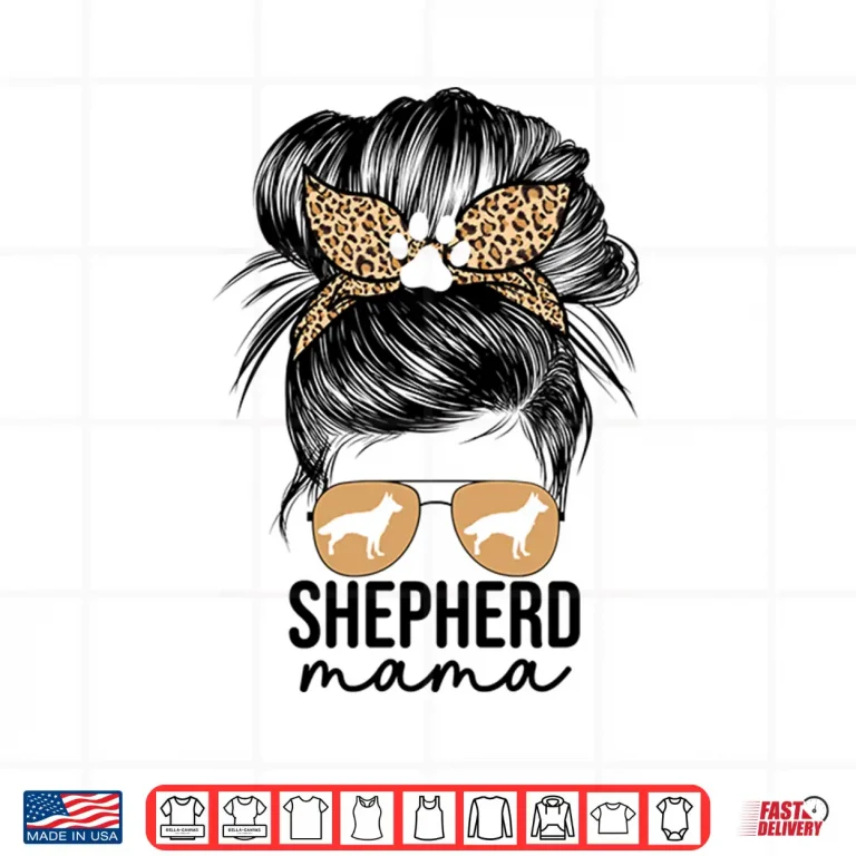 Design Cute German Shepherd Mama For Women Messy Bun GSP Dog Mom Shirt