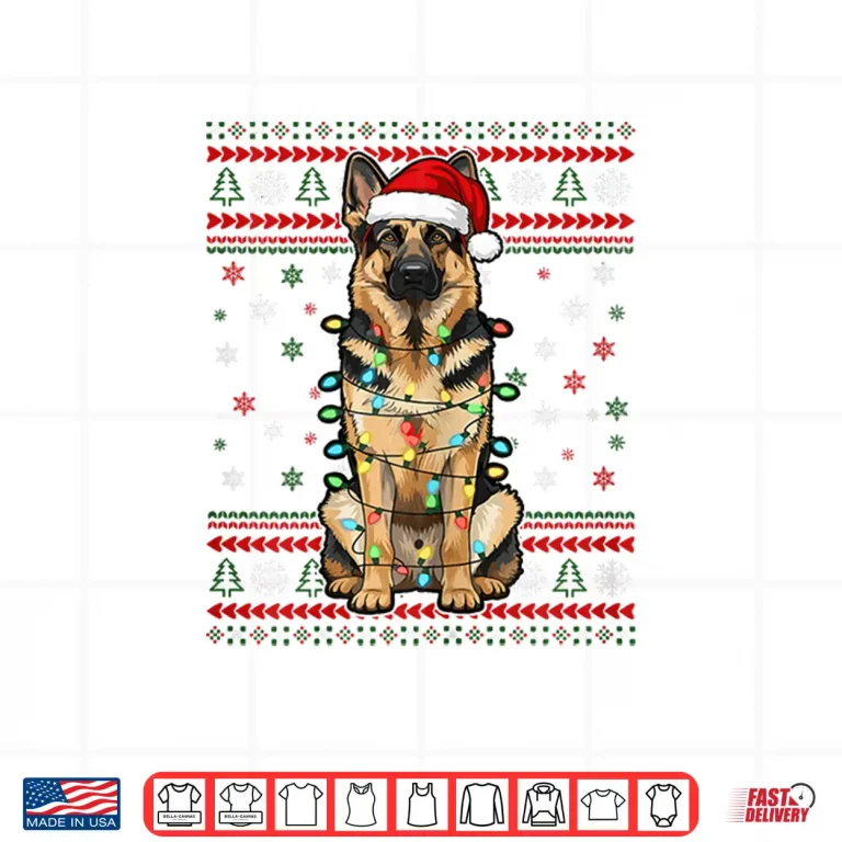Design Dog Christmas German Shepherd Christmas Lights Ugly Sweater Shirt