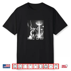 Funny German Shepherd Alien Ufo Taking A Selfie Dog Mom Dad Shirt