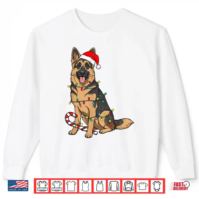 Sweatshirt German Shepherd Dog Christmas Lights Xmas Pet Dog Lover Shirt