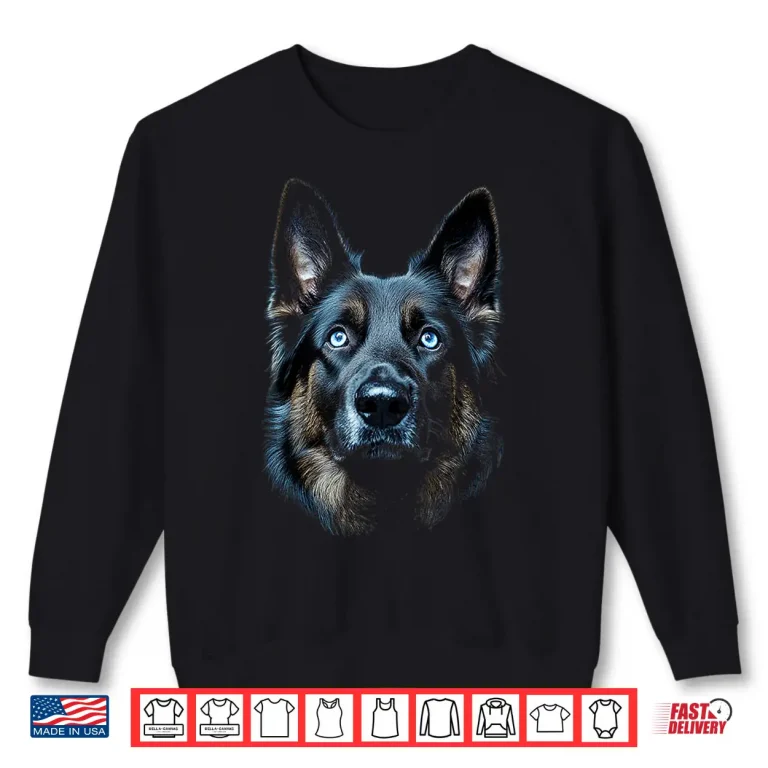 Sweatshirt German Shepherd Dog Motif Pet Blue Eyes German Shepherd Shirt