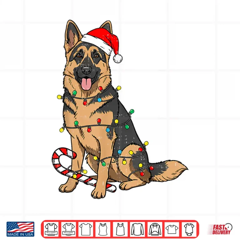 Design German Shepherd Dog Christmas Lights Xmas Pet Dog Lover Shirt