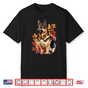 German Shepherd Fall Leaves Dog Lover Men Women Shirt