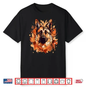 German Shepherd Fall Leaves Thanksgiving Day Dog Lover Puppy Shirt