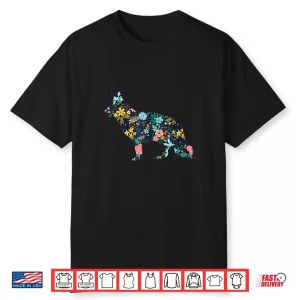 German Shepherd Floral Dog Silhouette Womens Graphic Shirt