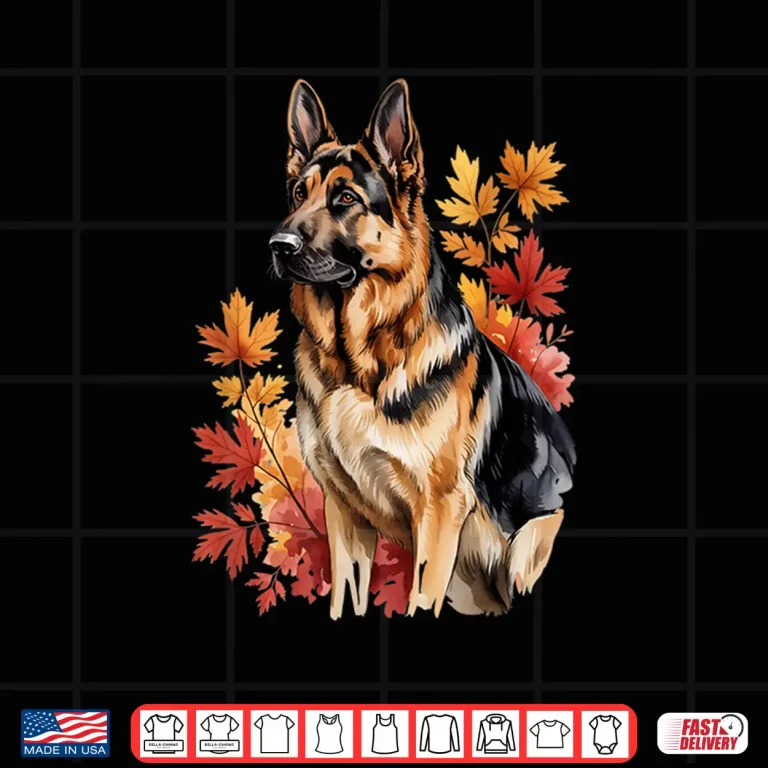 Design German Shepherd Fall Leaves Dog Lover Men Women Shirt