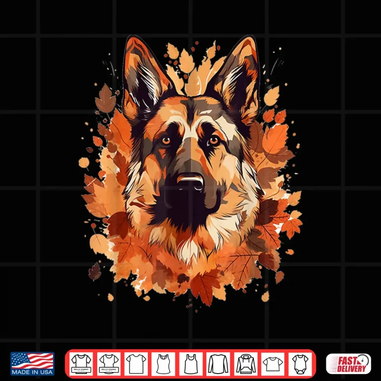 Design German Shepherd Fall Leaves Thanksgiving Day Dog Lover Puppy Shirt