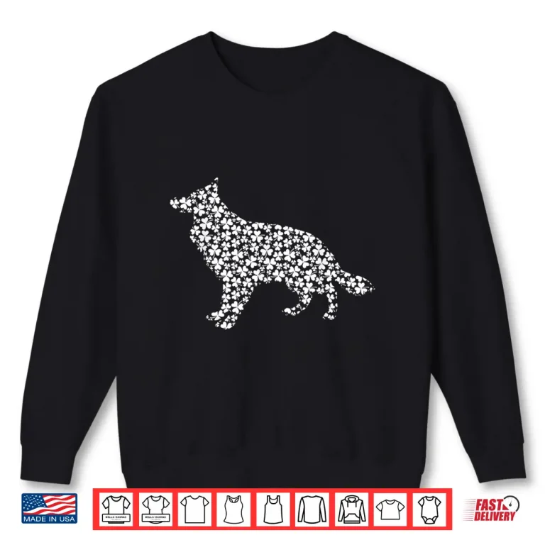 Sweatshirt German Shepherd Longhaired Dog Cute Shamrock St Patricks Day Shirt