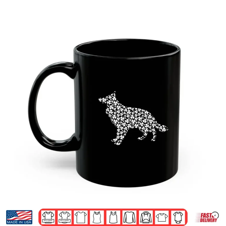Mug German Shepherd Longhaired Dog Cute Shamrock St Patricks Day Shirt