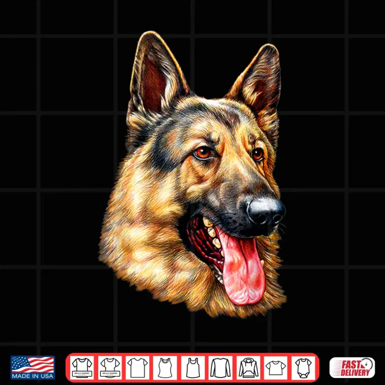 Design German Shepherd Face Portrait Art Dog Lover Gift Tee Shirt