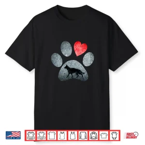 German Shepherd Paws Dog Lovers Red Heart Gift Hoodie Shirt