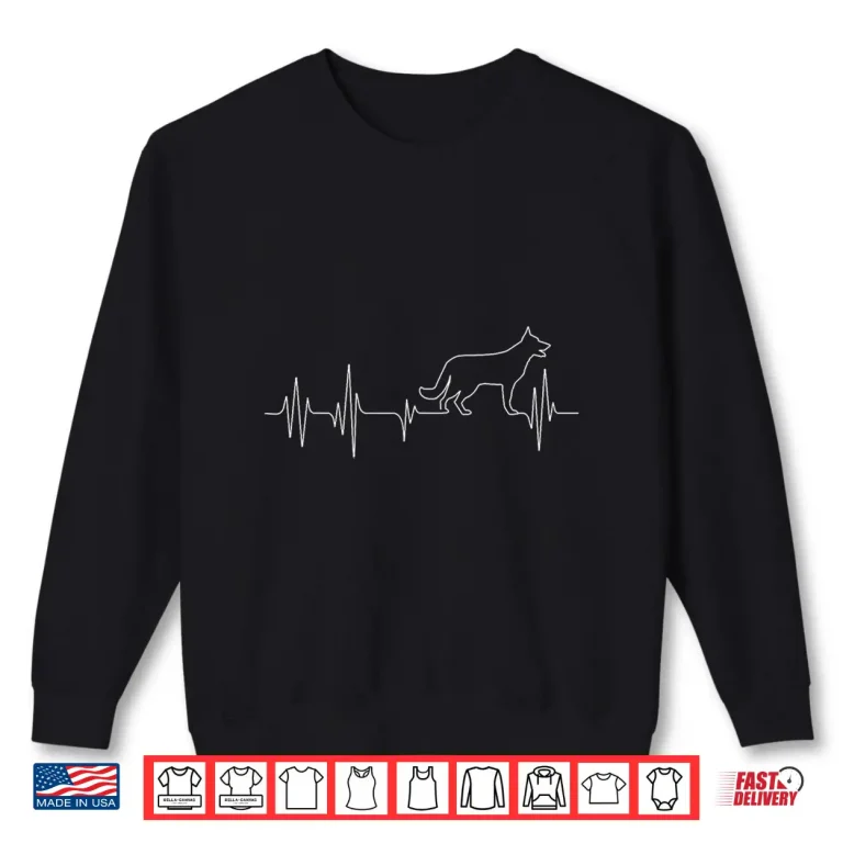 Sweatshirt German Shepherd Pulse Heartbeat Dog Lover Pet Owner Shirt